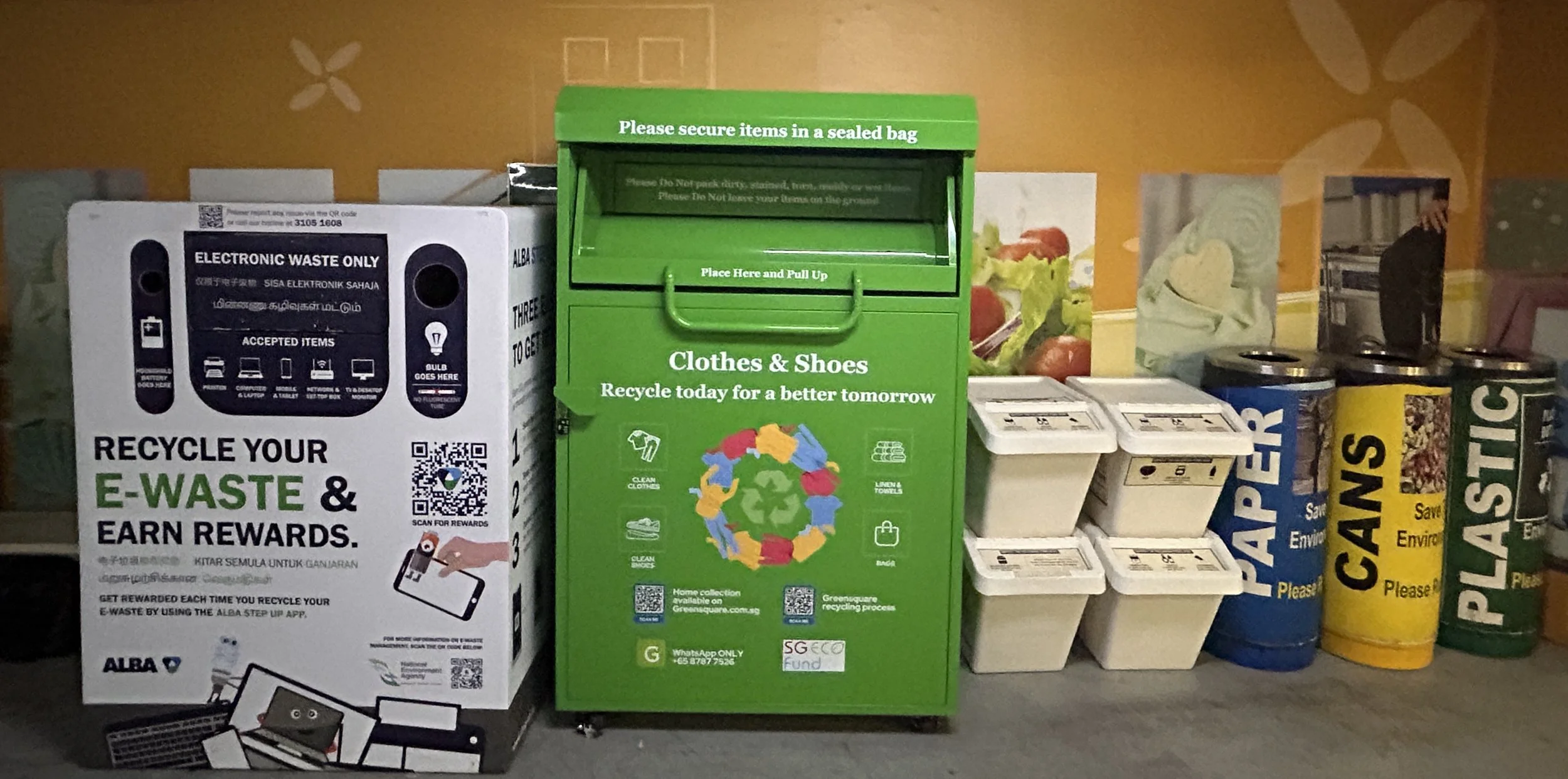 A textile recycling collection bin